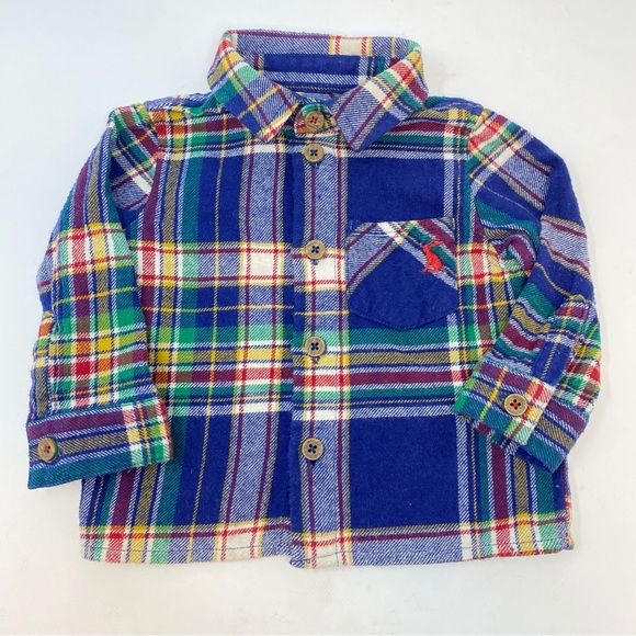 Joules Other - Baby Joules Plaid Flannel Hamish Shirt Navy Blue Tartan 0-3 Months